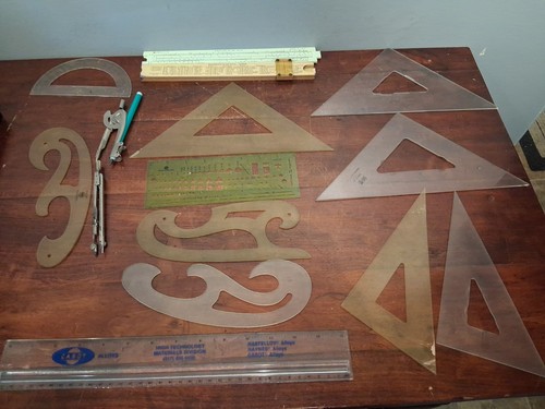 Vintage drafting set lot - vintage,